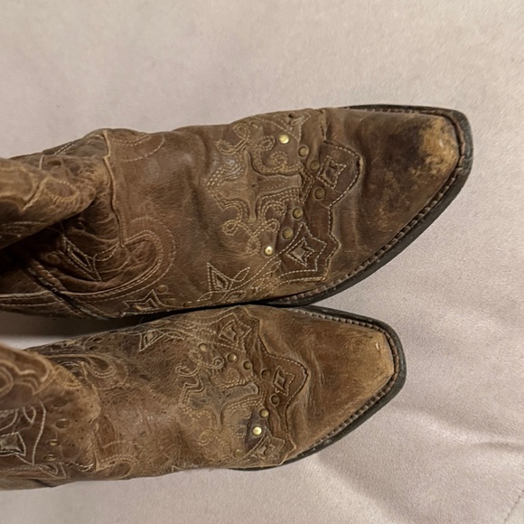 Dan Post Women’s 7M Brown Distressed Leather Cowboy Boots Western - Picture 5 of 6